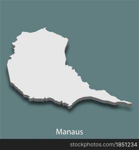 3d isometric map of Manaus is a city of Brazil , vector illustration. 3d isometric map of Manaus is a city of Brazil