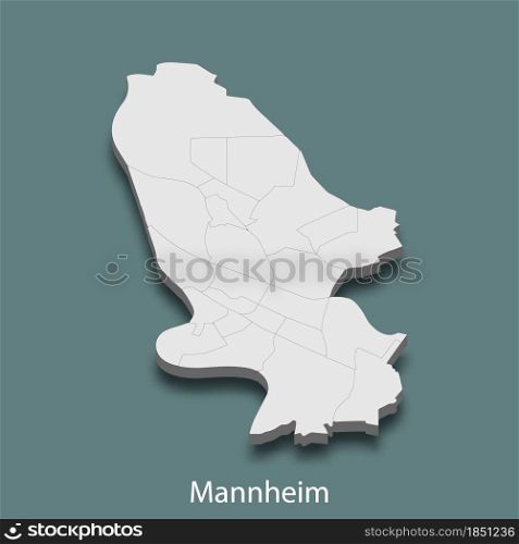 3d isometric map of Mannheim is a city of Germany, vector illustration. 3d isometric map of Mannheim is a city of Germany