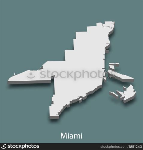 3d isometric map of Miami is a city of United States, vector illustration. 3d isometric map of Miami is a city of United States