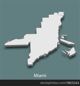 3d isometric map of Miami is a city of United States, vector illustration. 3d isometric map of Miami is a city of United States