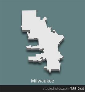 3d isometric map of Milwaukee is a city of United States, vector illustration. 3d isometric map of Milwaukee is a city of United States