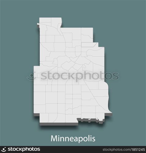 3d isometric map of Minneapolis is a city of United States, vector illustration. 3d isometric map of Minneapolis is a city of United States