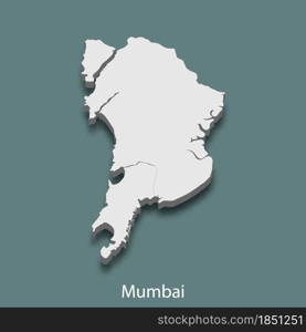 3d isometric map of Mumbai is a city of India, vector illustration. 3d isometric map of Mumbai is a city of India
