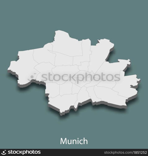 3d isometric map of Munich is a city of Germany, vector illustration. 3d isometric map of Munich is a city of Germany