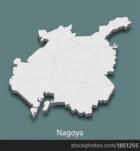 3d isometric map of Nagoya is a city of Japan, vector illustration. 3d isometric map of Nagoya is a city of Japan