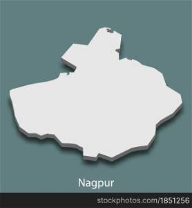 3d isometric map of Nagpur is a city of India, vector illustration. 3d isometric map of Nagpur is a city of India