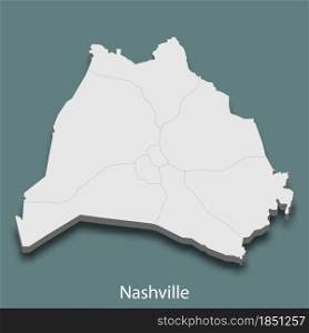 3d isometric map of Nashville is a city of United States, vector illustration. 3d isometric map of Nashville is a city of United States