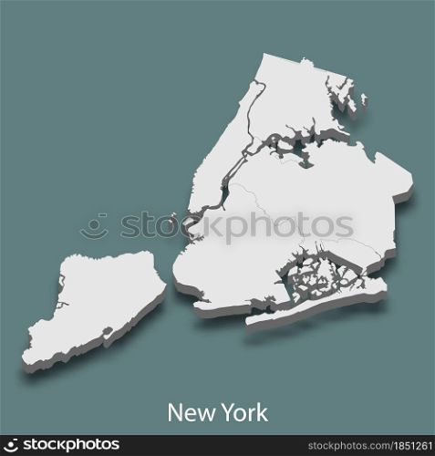 3d isometric map of New York is a city of United States, vector illustration. 3d isometric map of New York is a city of United States