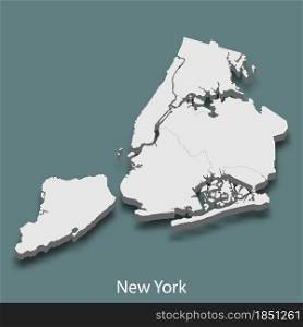 3d isometric map of New York is a city of United States, vector illustration. 3d isometric map of New York is a city of United States