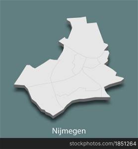 3d isometric map of Nijmegen is a city of Netherlands, vector illustration. 3d isometric map of Nijmegen is a city of Netherlands