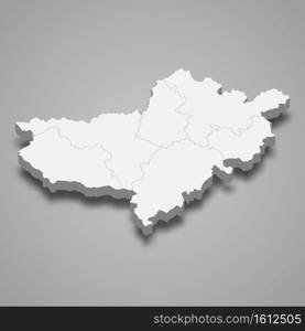 3d isometric map of Nograd is a county of Hungary, vector illustration. 3d isometric map of Nograd is a county of Hungary