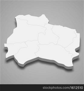 3d isometric map of North Khorasan is a province of Iran, vector illustration. 3d isometric map of North Khorasan is a province of Iran