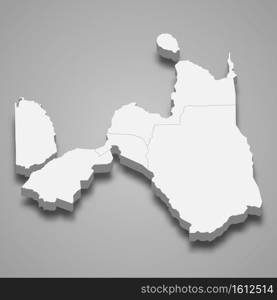 3d isometric map of Northern Mindanao is a region of Philippines, vector illustration. 3d isometric map of Northern Mindanao is a region of Philippines