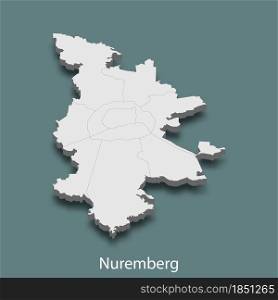 3d isometric map of Nuremberg is a city of Germany, vector illustration. 3d isometric map of Nuremberg is a city of Germany