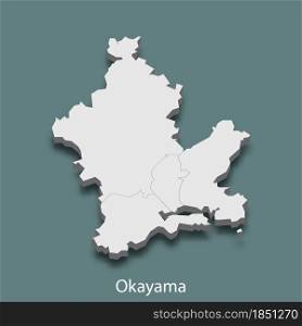 3d isometric map of Okayama is a city of Japan, vector illustration. 3d isometric map of Okayama is a city of Japan