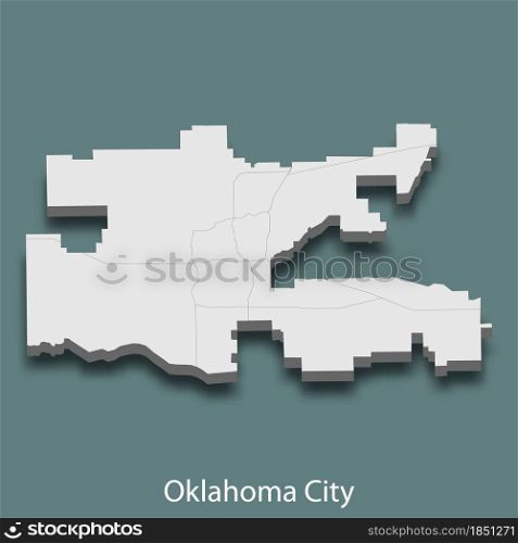 3d isometric map of Oklahoma City is a city of United States, vector illustration. 3d isometric map of Oklahoma City is a city of United States