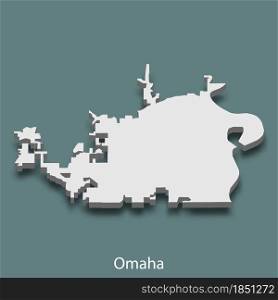 3d isometric map of Omaha is a city of United States, vector illustration. 3d isometric map of Omaha is a city of United States