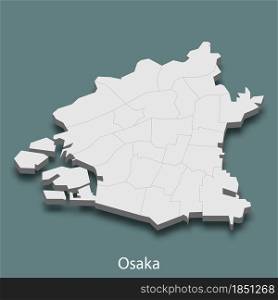3d isometric map of Osaka is a city of Japan, vector illustration. 3d isometric map of Osaka is a city of Japan