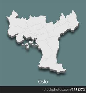 3d isometric map of Oslo is a city of Norway , vector illustration. 3d isometric map of Oslo is a city of Norway