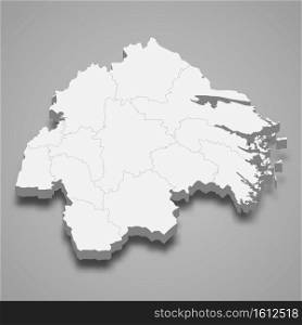 3d isometric map of Ostergotland is a county of Sweden, vector illustration. 3d isometric map of Ostergotland is a county of Sweden,