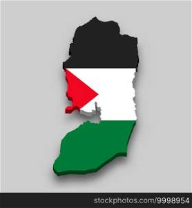 3d isometric Map of Palestine with national flag. Vector Illustration.