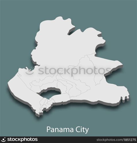 3d isometric map of Panama City is a city of Panama, vector illustration. 3d isometric map of Panama City is a city of Panama