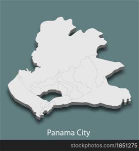 3d isometric map of Panama City is a city of Panama, vector illustration. 3d isometric map of Panama City is a city of Panama