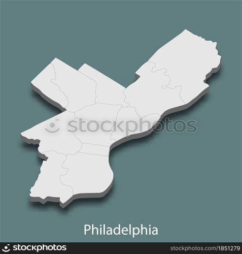 3d isometric map of Philadelphia is a city of United States, vector illustration. 3d isometric map of Philadelphia is a city of United States