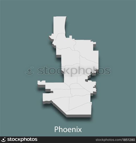 3d isometric map of Phoenix is a city of United States, vector illustration. 3d isometric map of Phoenix is a city of United States