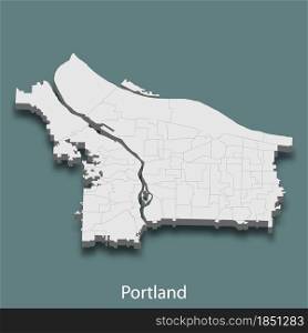 3d isometric map of Portland is a city of United States, vector illustration. 3d isometric map of Portland is a city of United States