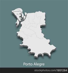 3d isometric map of Porto Alegre is a city of Brazil , vector illustration. 3d isometric map of Porto Alegre is a city of Brazil