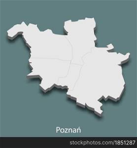3d isometric map of Poznan is a city of Poland, vector illustration. 3d isometric map of Poznan is a city of Poland