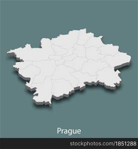 3d isometric map of Prague is a city of Czech Republic , vector illustration. 3d isometric map of Prague is a city of Czech Republic