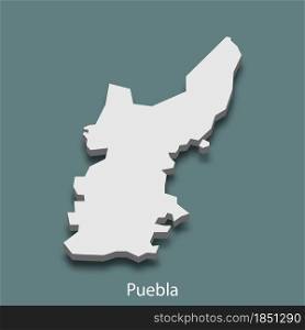 3d isometric map of Puebla is a city of Mexico, vector illustration. 3d isometric map of Puebla is a city of Mexico