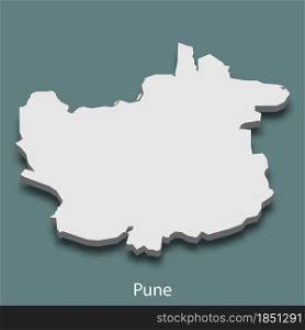 3d isometric map of Pune is a city of India, vector illustration. 3d isometric map of Pune is a city of India