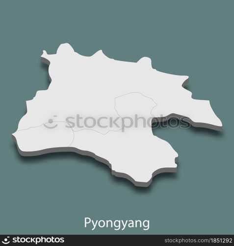 3d isometric map of Pyongyang is a city of Korea, vector illustration. 3d isometric map of Pyongyang is a city of Korea