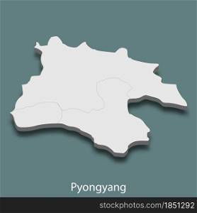 3d isometric map of Pyongyang is a city of Korea, vector illustration. 3d isometric map of Pyongyang is a city of Korea