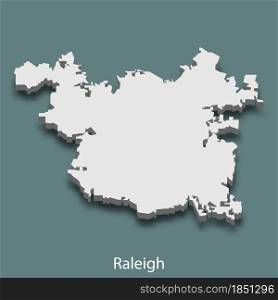 3d isometric map of Raleigh is a city of United States, vector illustration. 3d isometric map of Raleigh is a city of United States