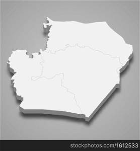 3d isometric map of Raqqa is a province of Syria, vector illustration. 3d isometric map of Raqqa is a province of Syria