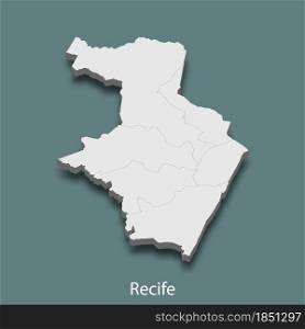 3d isometric map of Recife is a city of Brazil , vector illustration. 3d isometric map of Recife is a city of Brazil