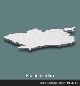 3d isometric map of Rio de Janeiro is a city of Brazil , vector illustration. 3d isometric map of Rio de Janeiro is a city of Brazil