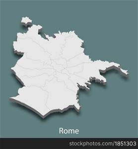 3d isometric map of Rome is a city of Italy , vector illustration. 3d isometric map of Rome is a city of Italy