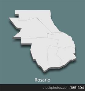 3d isometric map of Rosario is a city of Argentina, vector illustration. 3d isometric map of Rosario is a city of Argentina