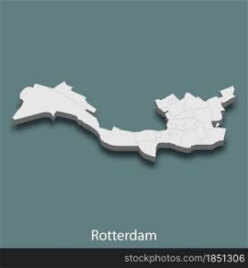 3d isometric map of Rotterdam is a city of Netherlands, vector illustration. 3d isometric map of Rotterdam is a city of Netherlands