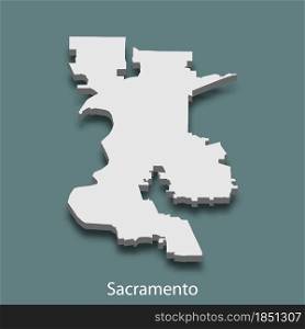 3d isometric map of Sacramento is a city of United States, vector illustration. 3d isometric map of Sacramento is a city of United States
