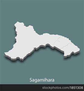 3d isometric map of Sagamihara is a city of Japan, vector illustration. 3d isometric map of Sagamihara is a city of Japan