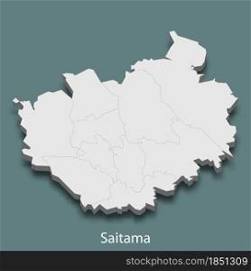 3d isometric map of Saitama is a city of Japan, vector illustration. 3d isometric map of Saitama is a city of Japan