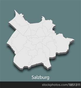 3d isometric map of Salzburg is a city of Austria, vector illustration. 3d isometric map of Salzburg is a city of Austria