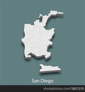3d isometric map of San Diego is a city of United States, vector illustration. 3d isometric map of San Diego is a city of United States