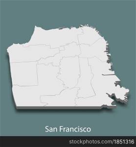 3d isometric map of San Francisco is a city of United States, vector illustration. 3d isometric map of San Francisco is a city of United States